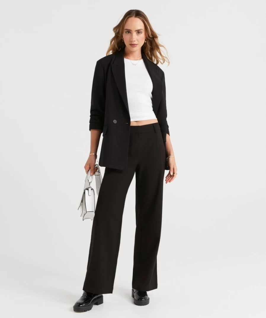 Sportsgirl Women's Bianca Black Tailored Low Rise Pants