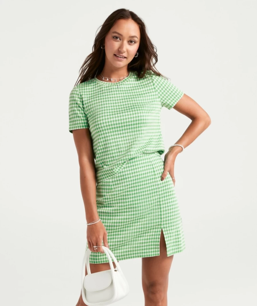 Sportsgirl Women's Green Check Mini Skirt - Stylish & Trendy