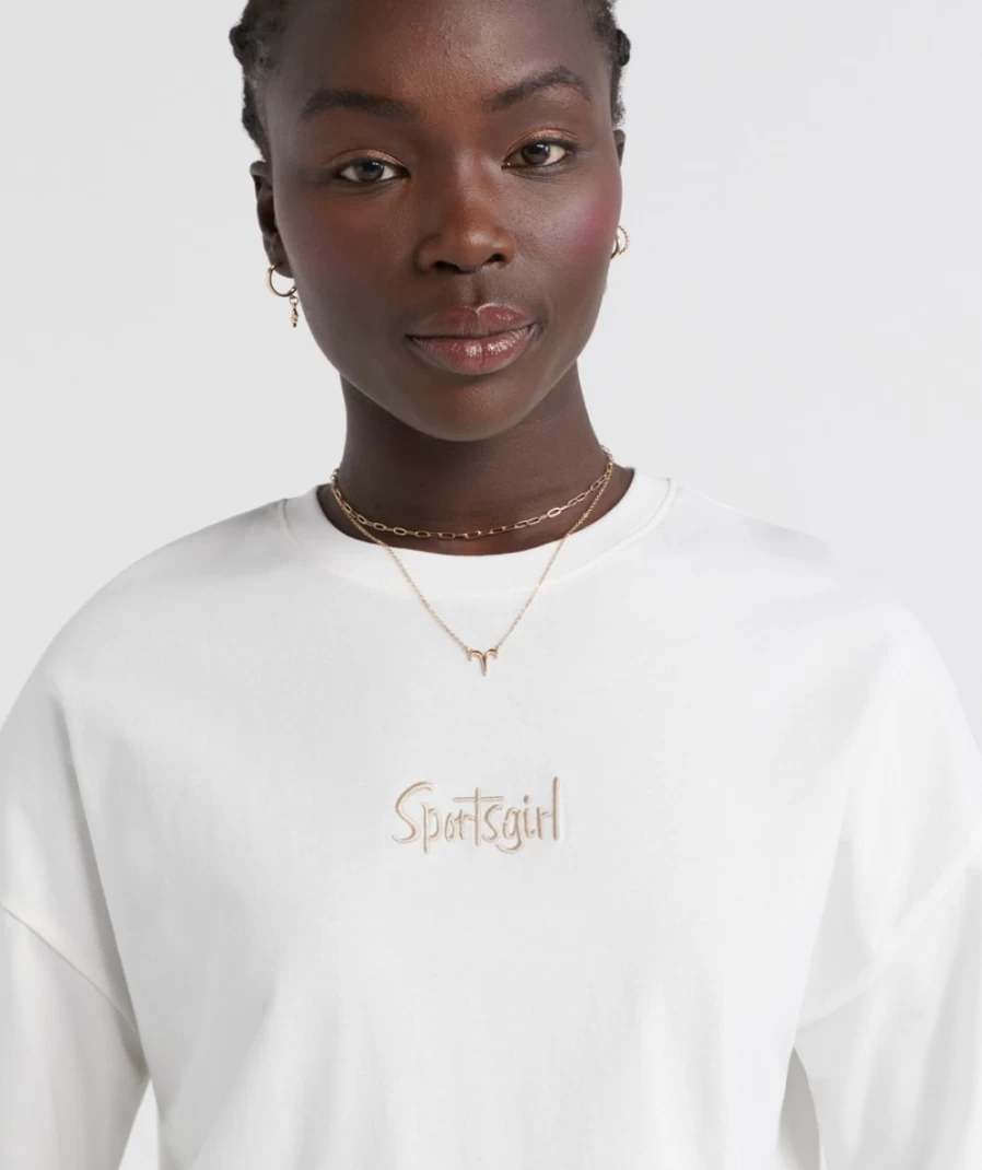Sportsgirl Women's Rewind Boxy Logo T-Shirt - Casual Comfort Fit Tee