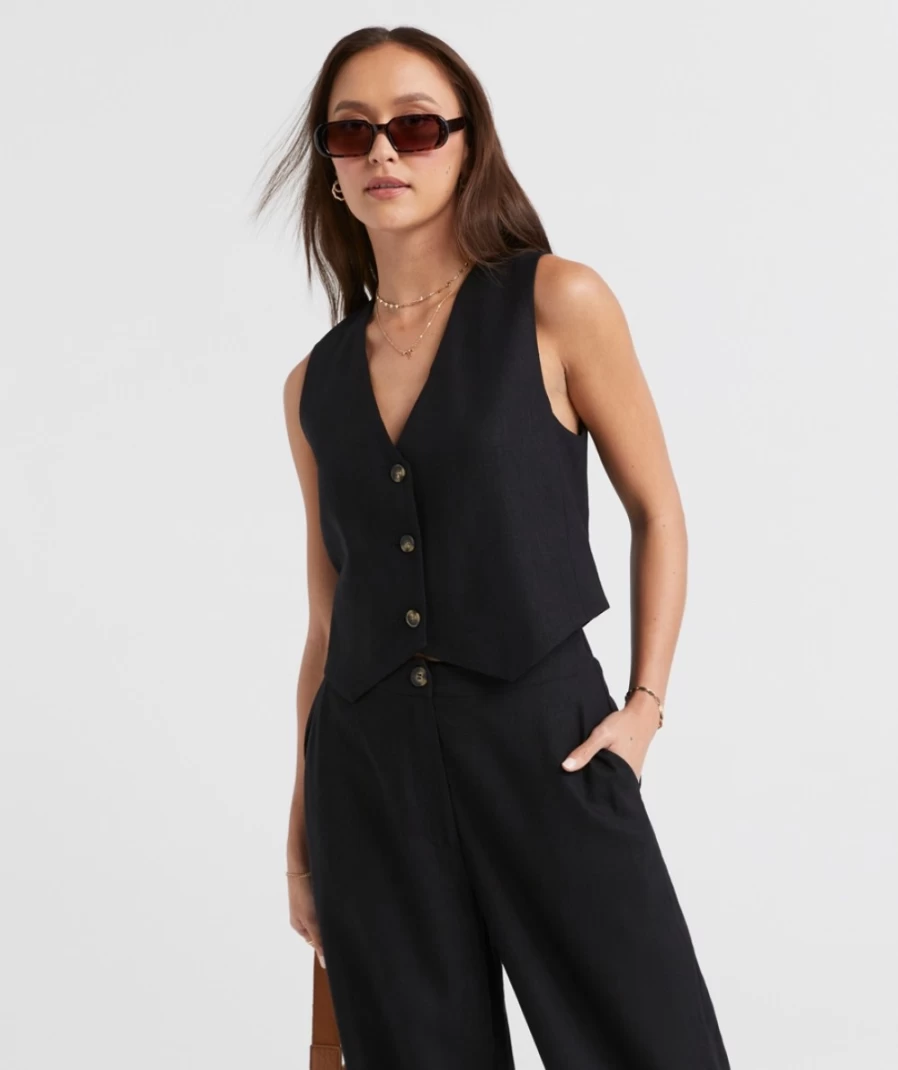 Women's Linen Blend Vest - Stylish & Comfortable by Sportsgirl