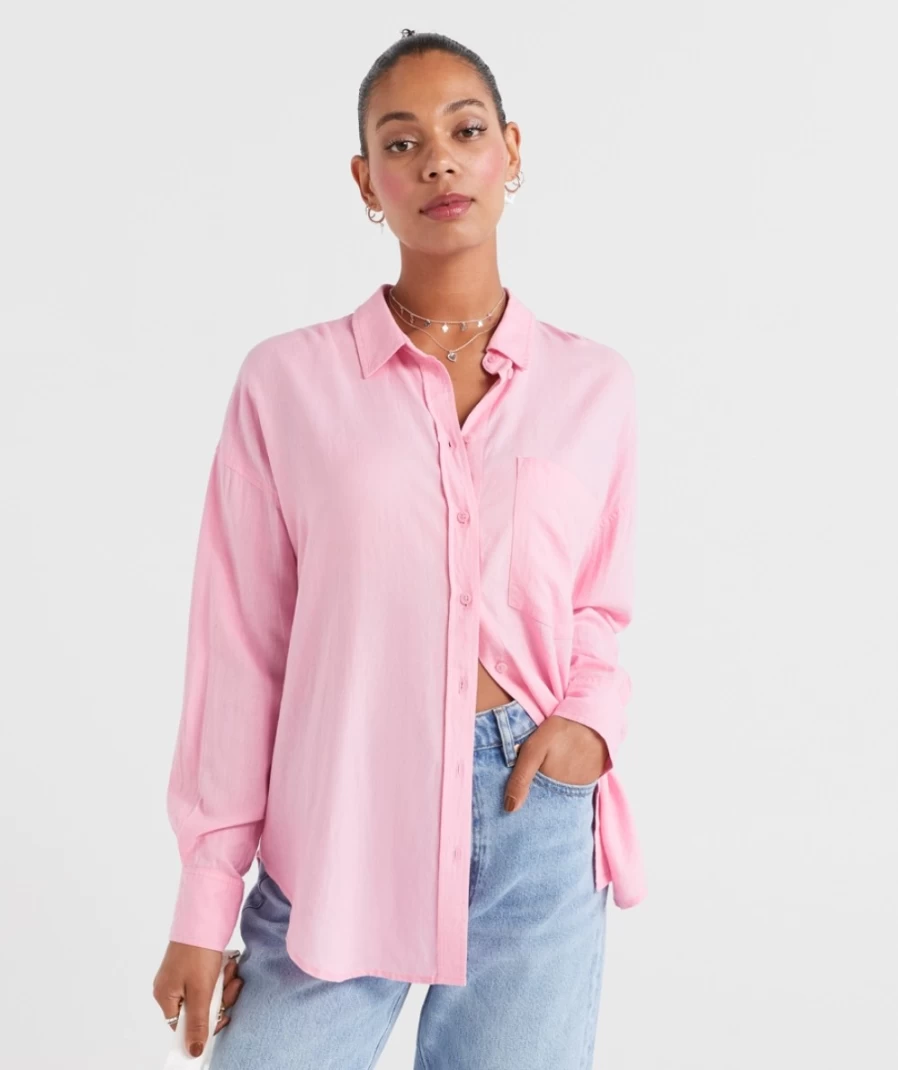 Sportsgirl Women's Oversized Linen Blend Shirt – Comfortable & Stylish Top