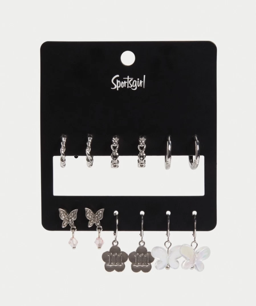 "Sportsgirl Women's Rhodium Butterfly Vibes Earrings Pack – Stylish Hoop Earrings"