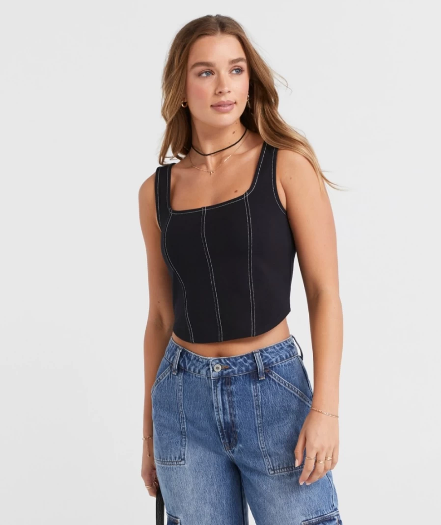 Sportsgirl Women's Contrast Ponte Knit Top - Chantelle Style