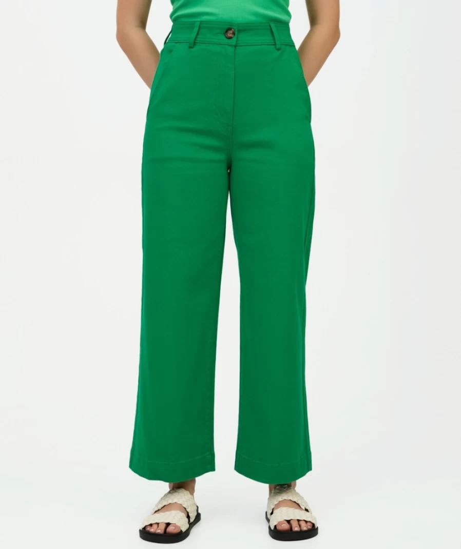Sportsgirl Women's Emerald Cropped Wide Leg Pants - Skylar High Waist Casual Trousers