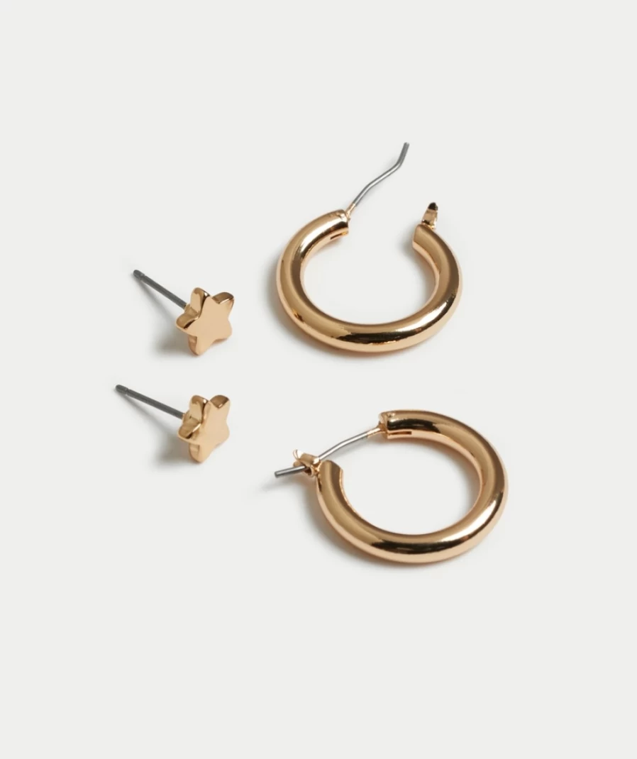 Sportsgirl Gold Star Stud & Hoop Earrings Pack for Women