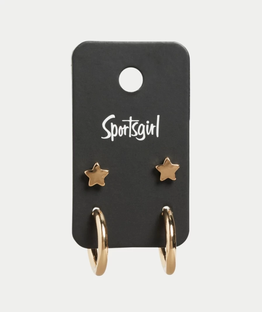 Sportsgirl Gold Star Stud & Hoop Earrings Pack for Women