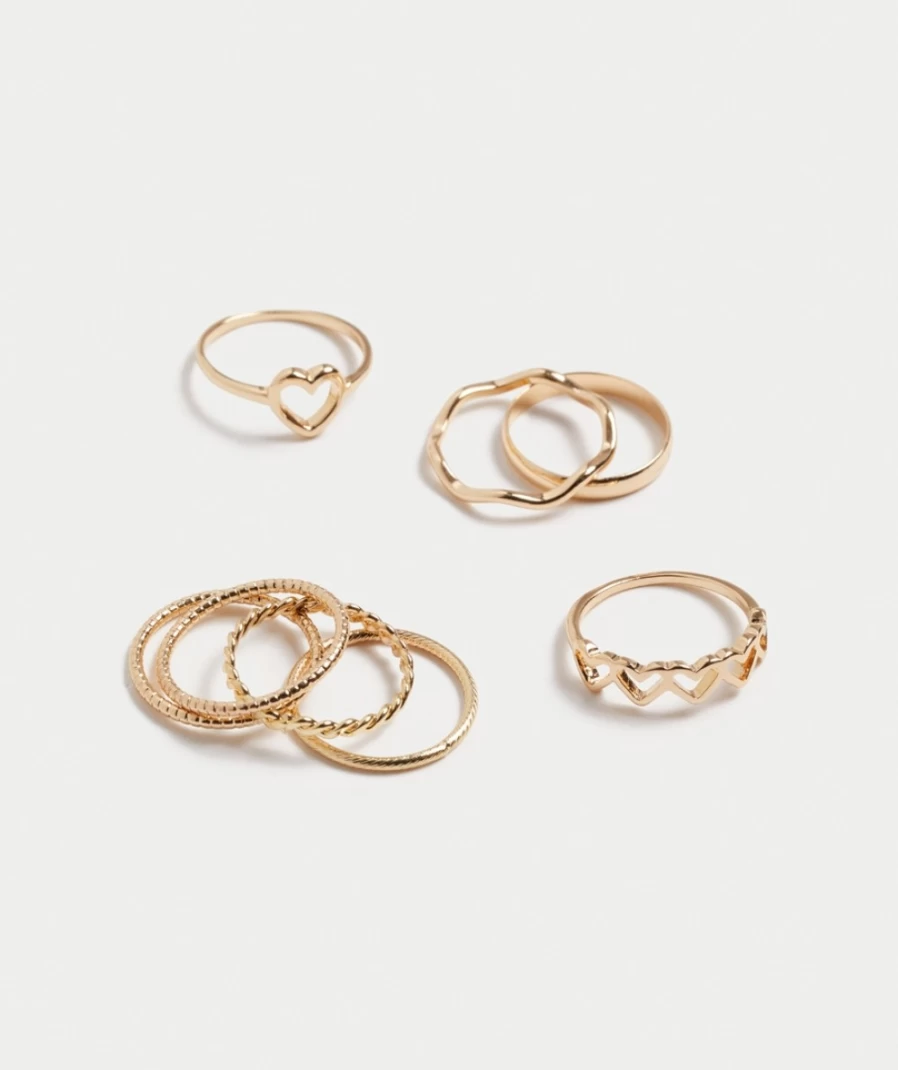 Sportsgirl Women's Gold Chunky Ring Pack - Bold Statement Jewelry Set
