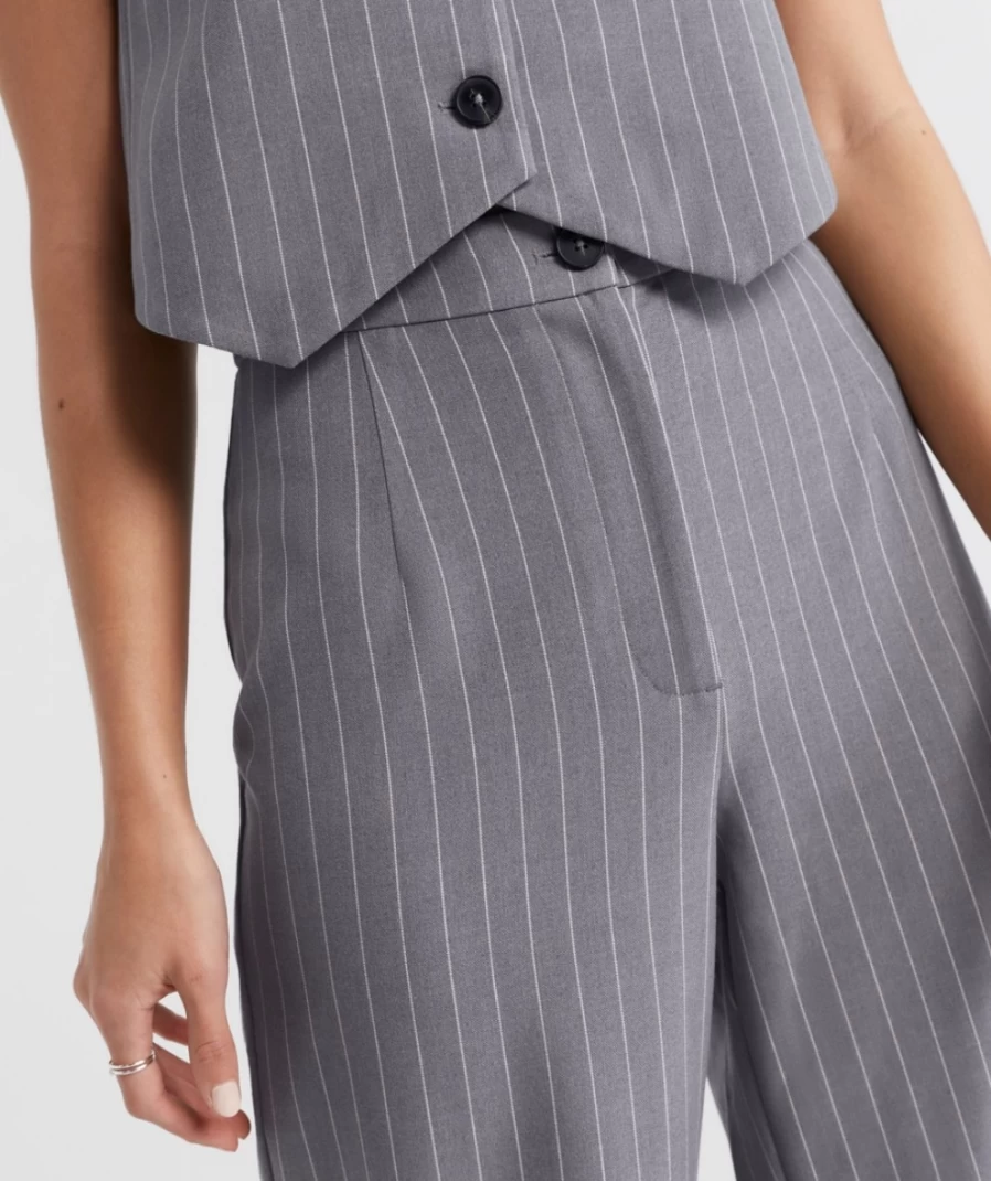 Sportsgirl Women's Grey Stripe Tailored Pinstripe Pants - Oakley Style