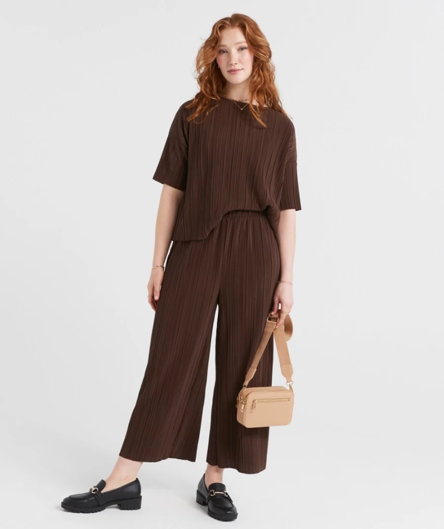 "Sportsgirl Women's Plisse Pleated Culotte Pants - Stylish & Comfortable Trousers"