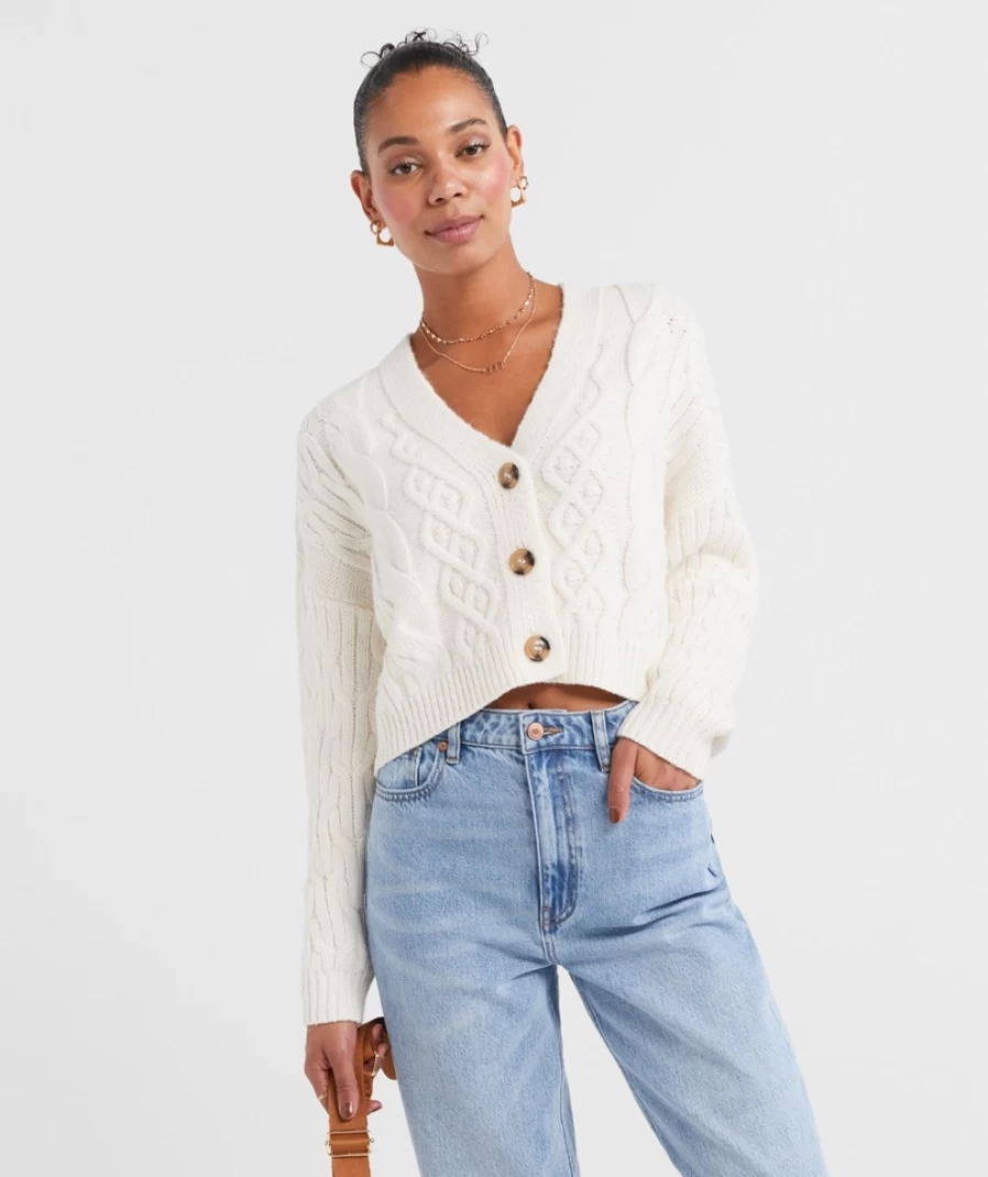 Sportsgirl Women's Delilah Cable Knit Cardigan Sweater