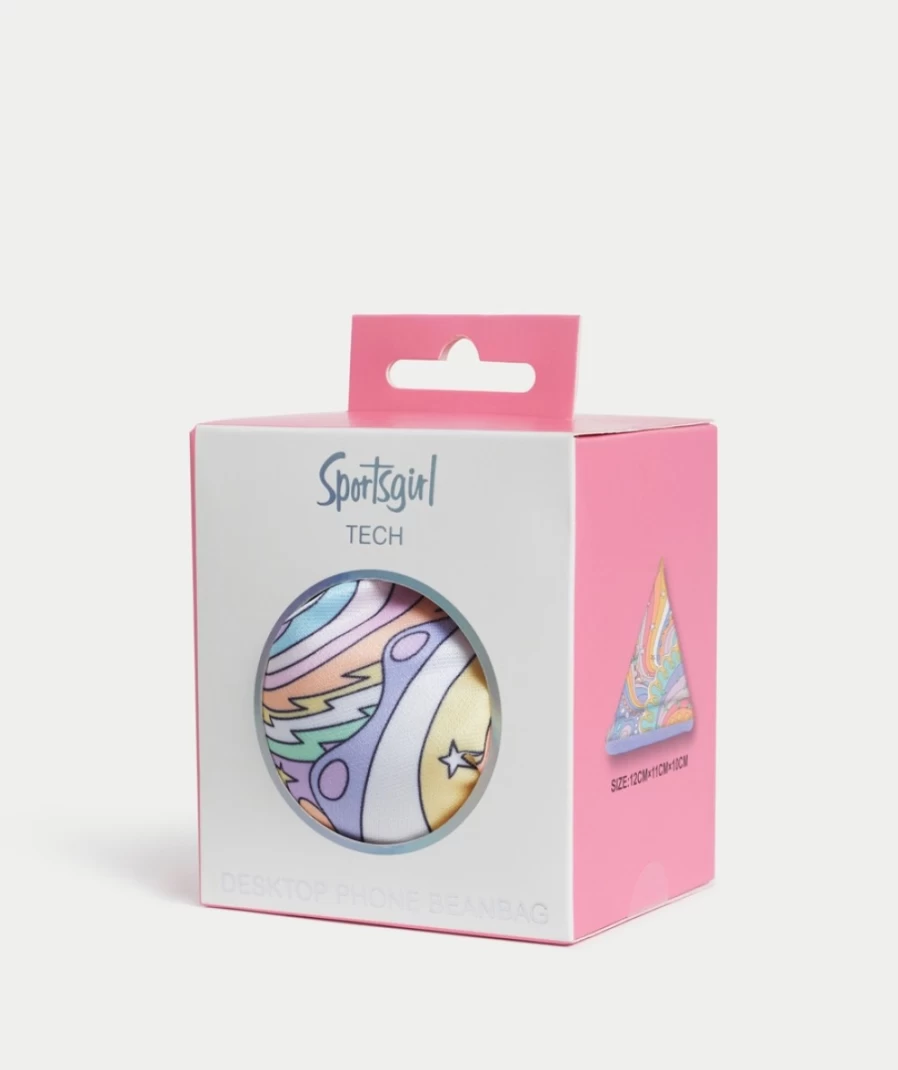 "Sportsgirl Women's Psychedelic Multi-Color Phone Beanbag Stand - Portable & Stylish Holder"