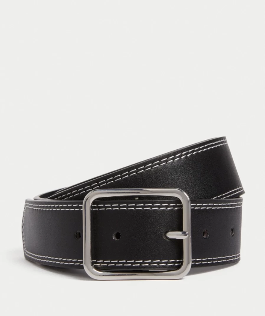 Sportsgirl Women's Black Finley Stitch Detail Belt - Stylish Fashion Accessory