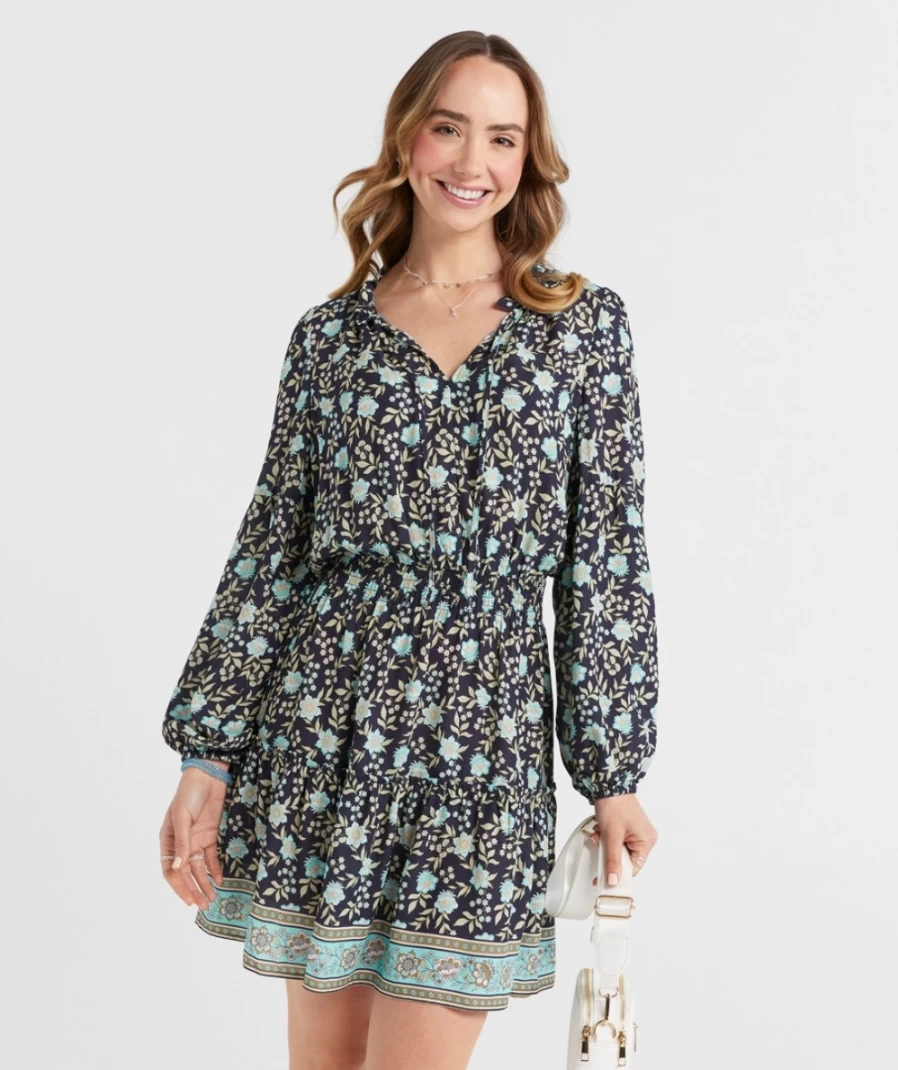 Sportsgirl Women's Floral Bonnie Shirred Waist Mini Dress