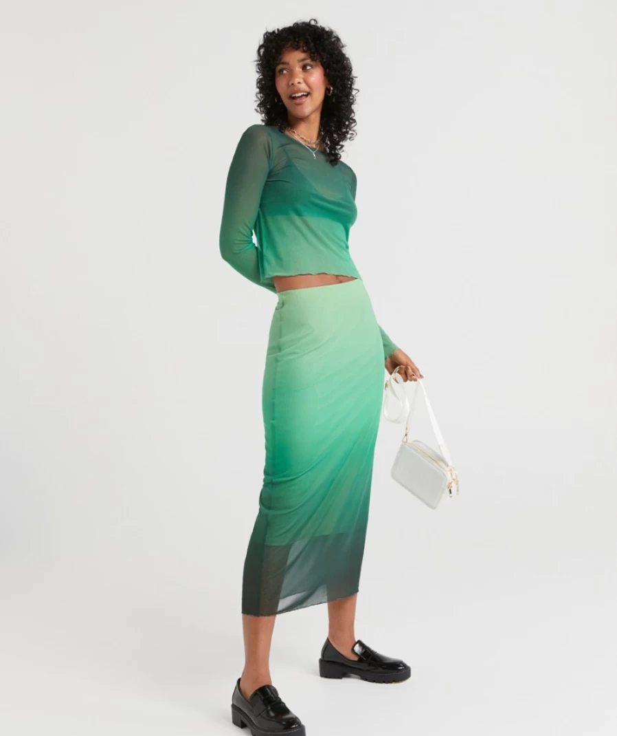 Sportsgirl Women's Tessa Mesh Midi Skirt - Flowy A-Line Summer Skirt with Breathable Fabric