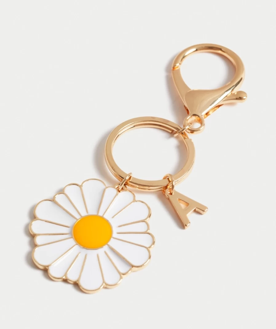 Sportsgirl Gold Daisy Letter Keyring for Women - Stylish Floral Keychain Accessory