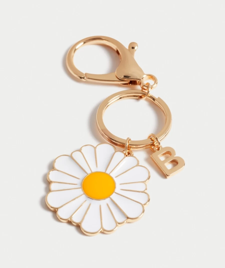 Sportsgirl Gold Daisy Letter Keyring for Women - Stylish Floral Keychain Accessory
