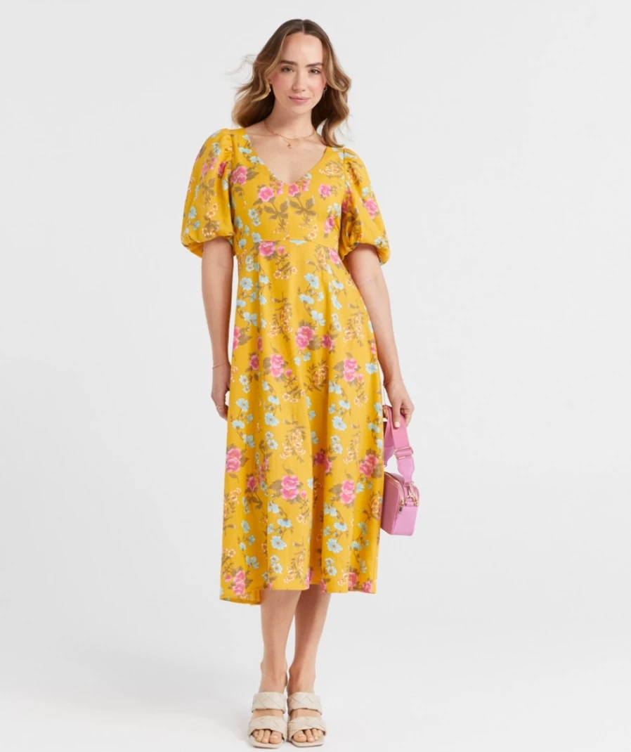 Sportsgirl Women's Floral Mariah Linen Midi Dress