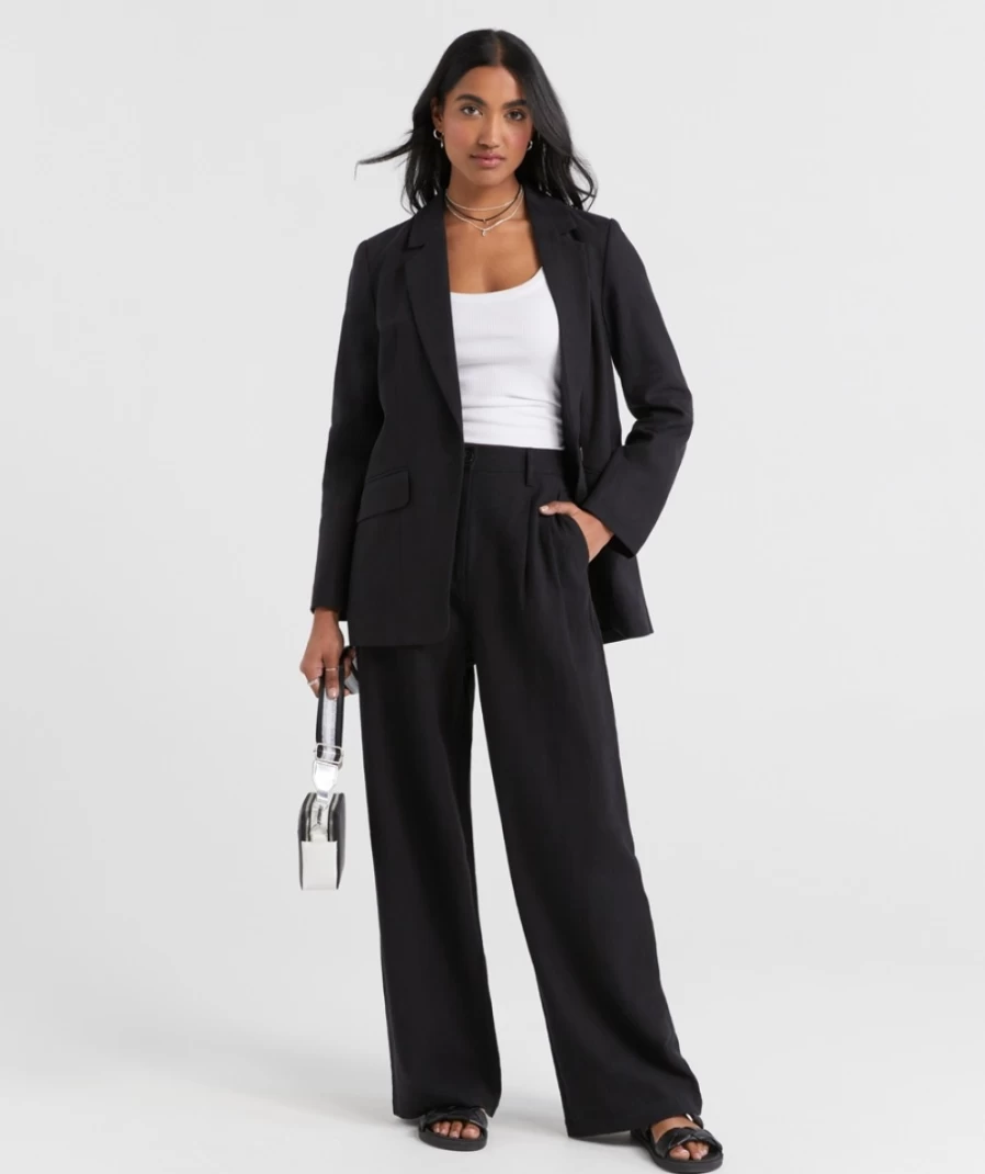 Sportsgirl Women's Maya Textured High-Waisted Pant - Comfortable Stretch Fabric Casual Trousers
