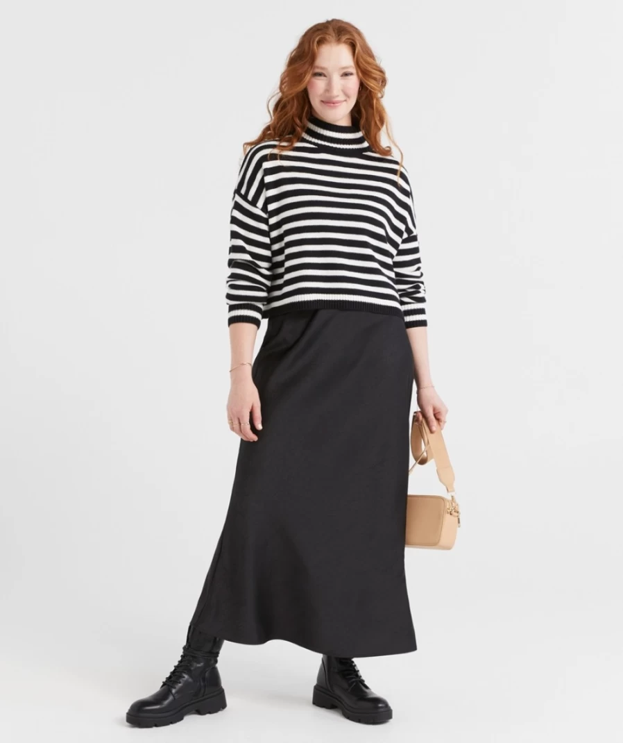 Sportsgirl Women's Black Gwen Crushed Satin Midi Skirt
