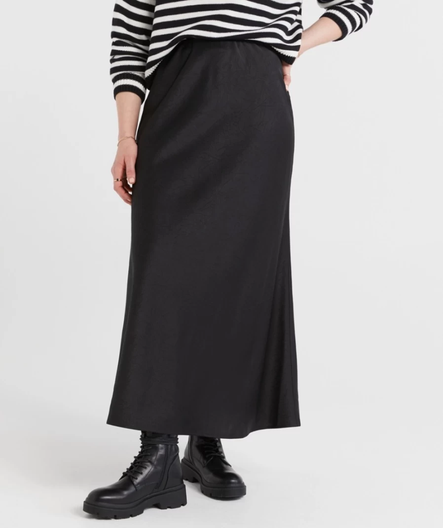 Sportsgirl Women's Black Gwen Crushed Satin Midi Skirt