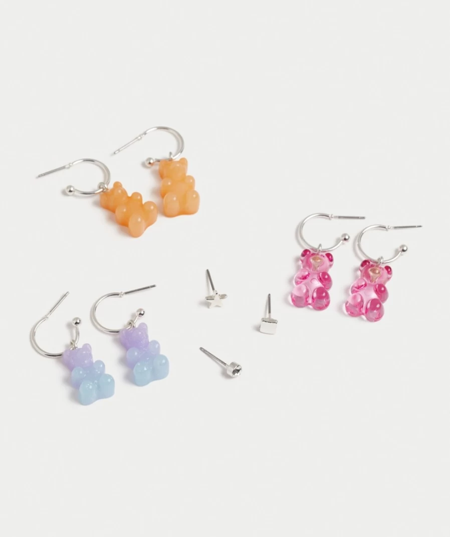 Sportsgirl Women's Silver Bear Pendant Earrings - Stylish Pack for Everyday Wear