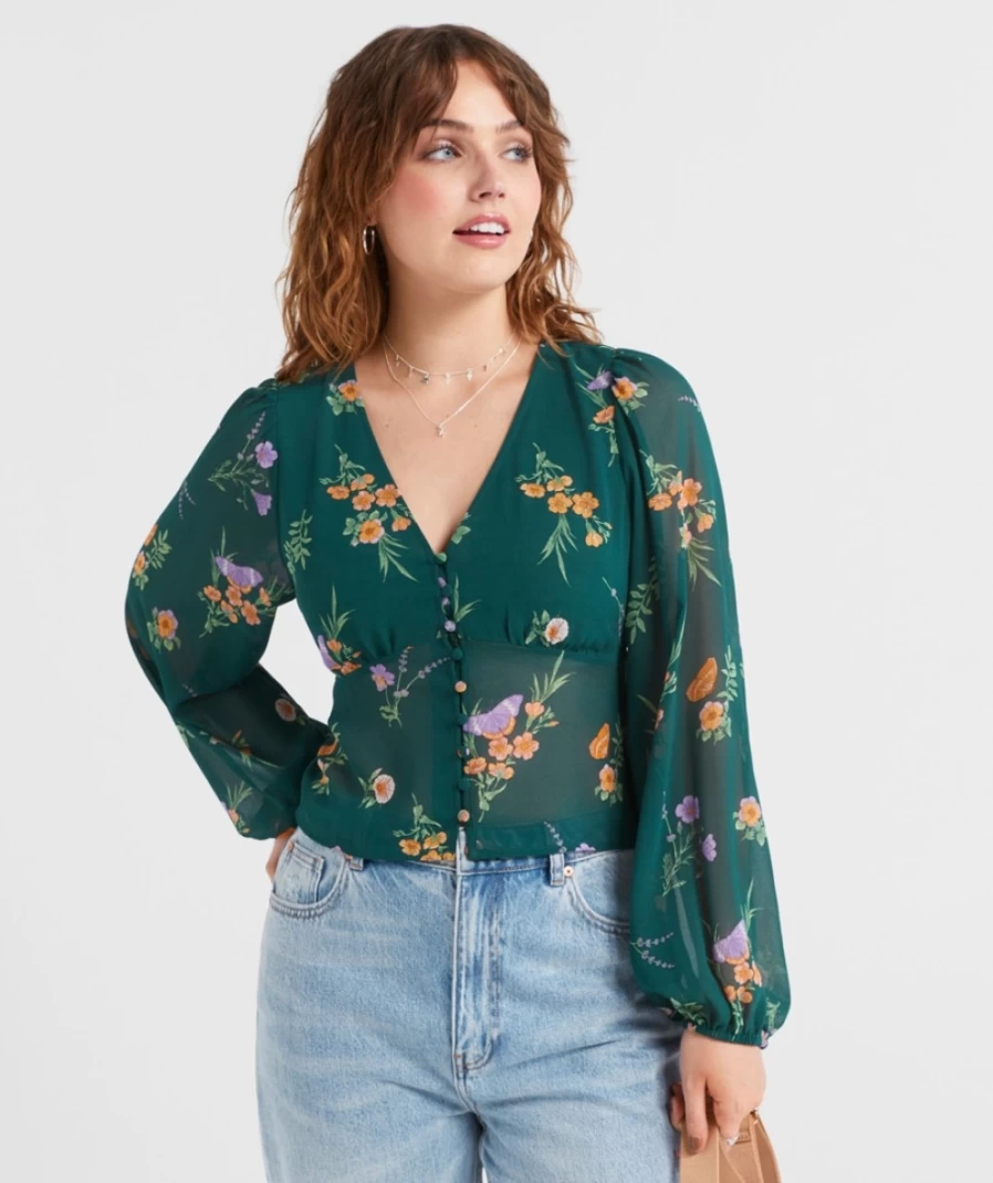 Sportsgirl Women's Floral Button Through Blouse - Kacey Style