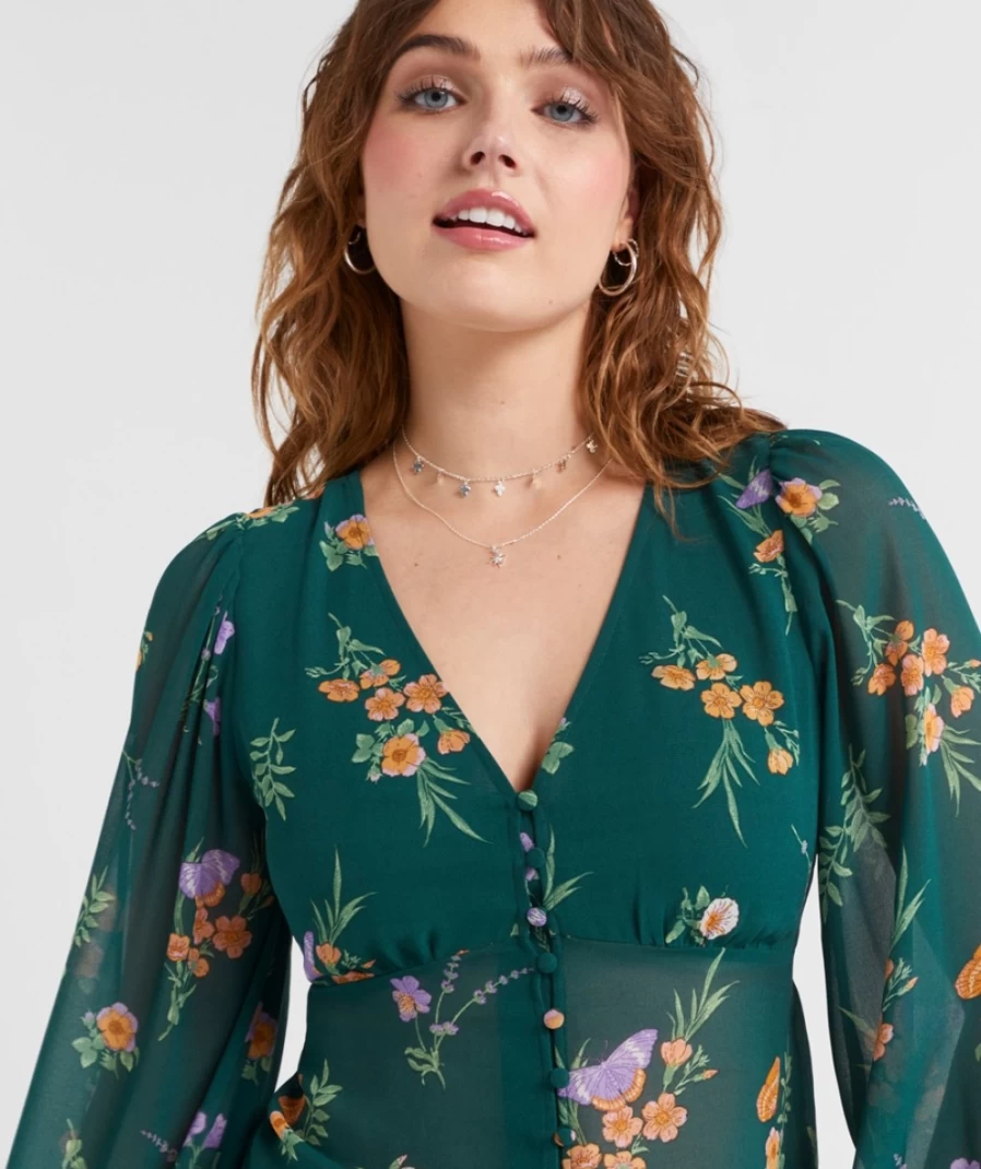 Sportsgirl Women's Floral Button Through Blouse - Kacey Style