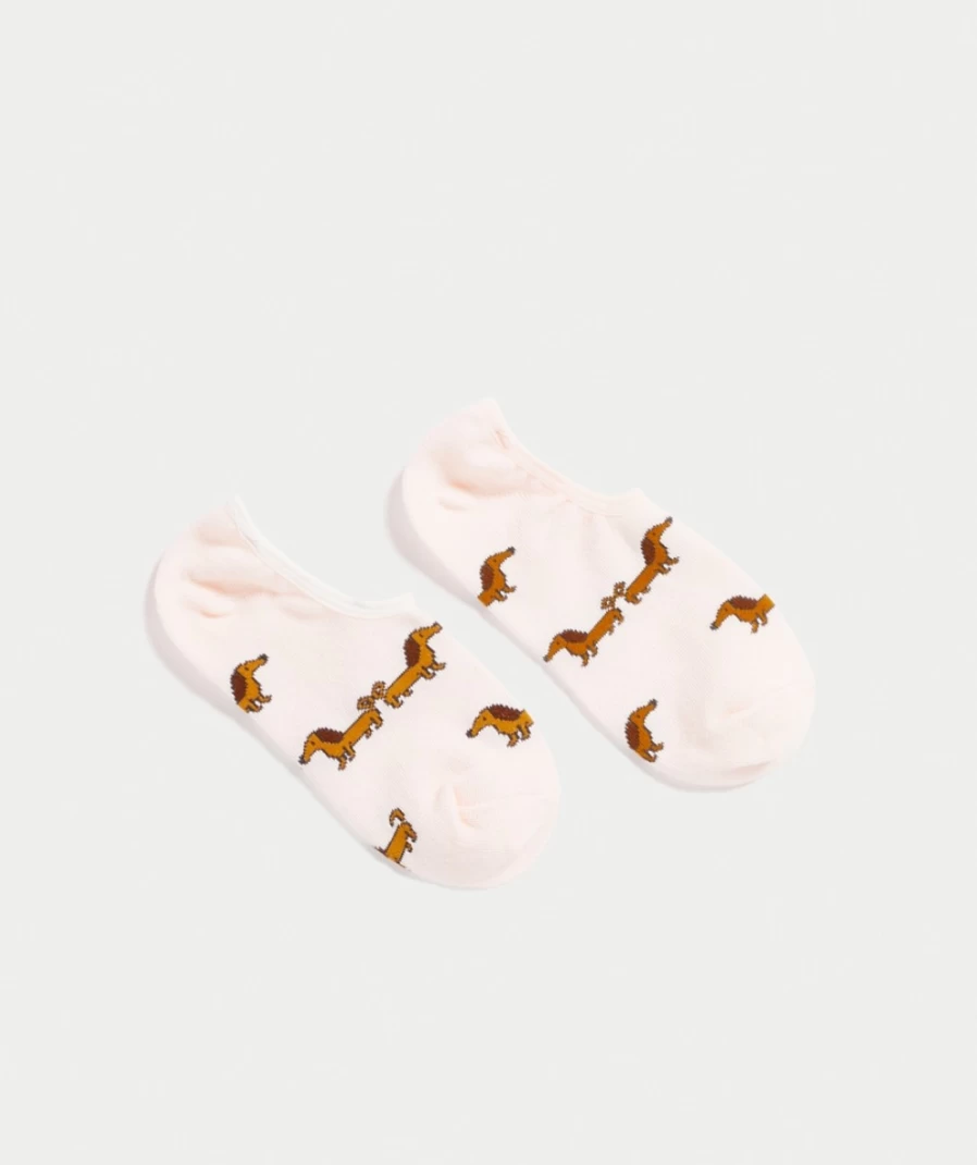 Sportsgirl Women's Soft Pink Sausage Dog Sockette - Happy Tails Fun Ankle Socks
