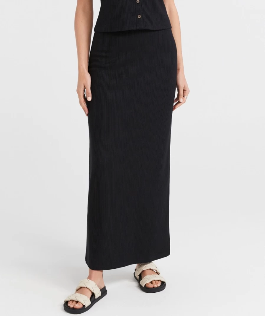 Sportsgirl Women's Whitney Ribbed Midi Skirt - Stretch Knit Bodycon Skirt