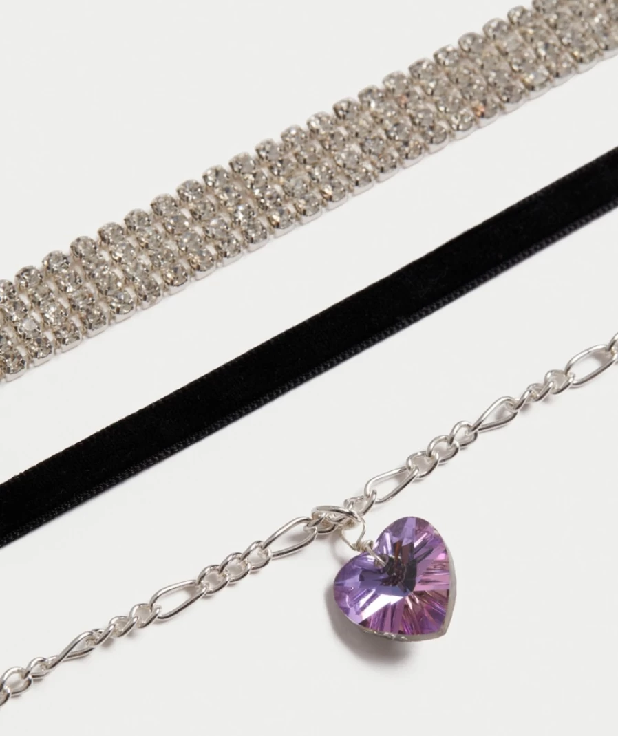 "Sportsgirl Women's Silver Rhinestone Glamour Choker Necklace Pack"