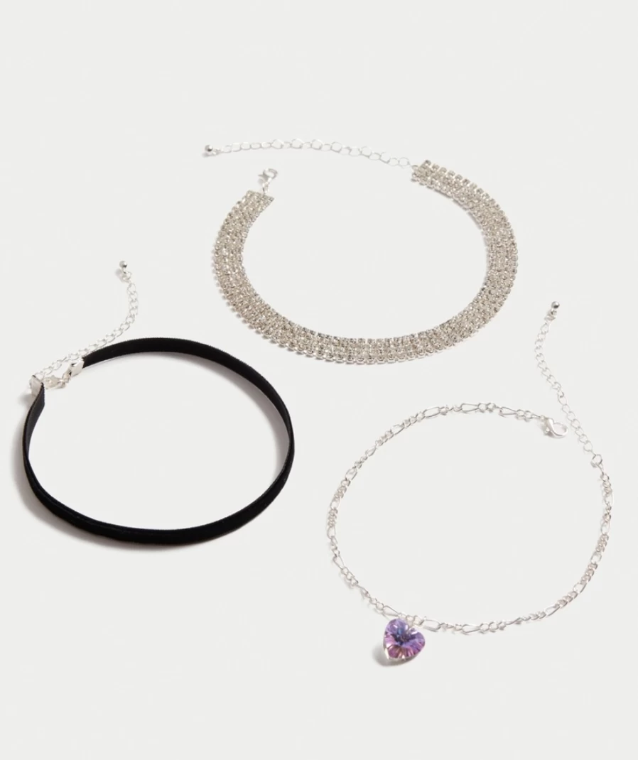 "Sportsgirl Women's Silver Rhinestone Glamour Choker Necklace Pack"