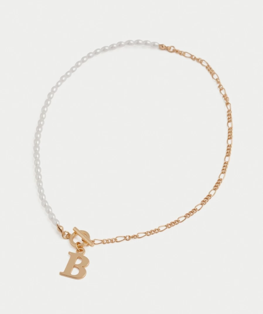 Sportsgirl Gold Pearl Half Chain Letter Necklace for Women