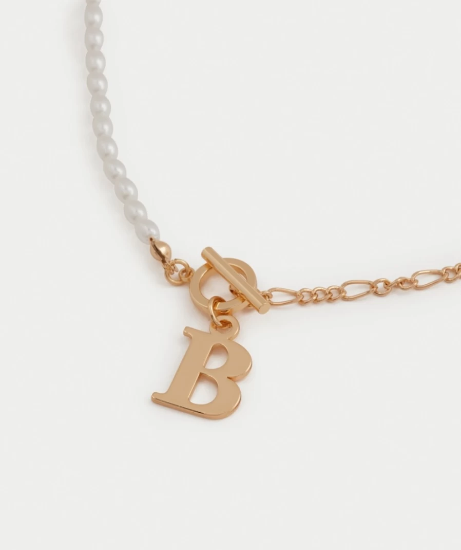 Sportsgirl Gold Pearl Half Chain Letter Necklace for Women