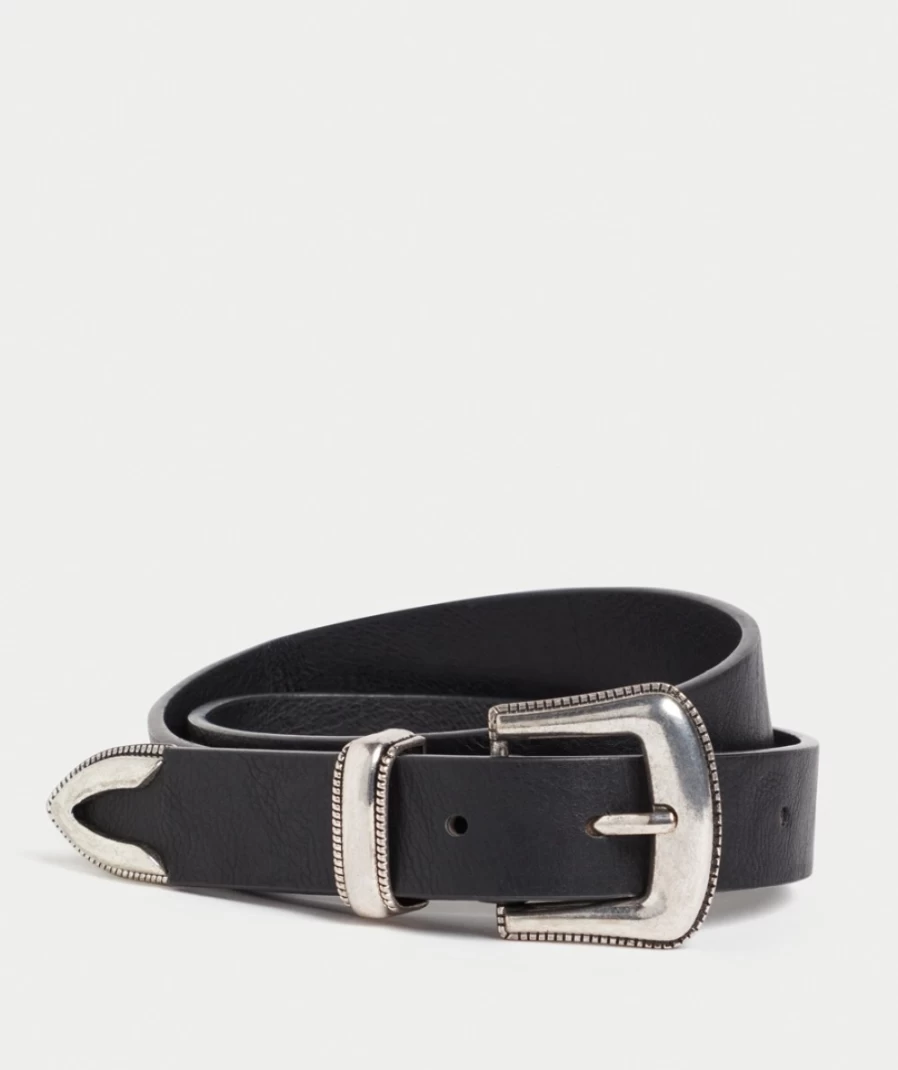 Sportsgirl Women's Black Silvia Western Belt - Stylish Leather Belt for Women