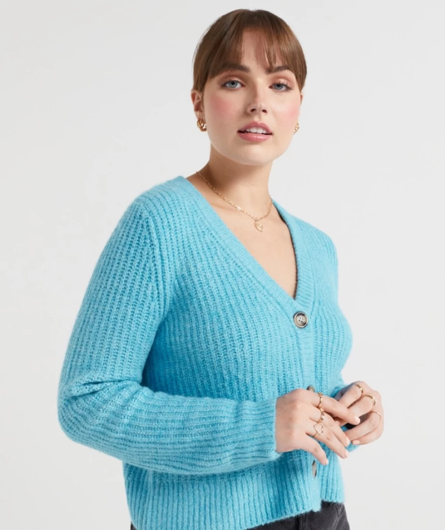 "Sportsgirl Women's Lola Fluffy Knit Cardigan - Cozy Chunky Knit Sweater"