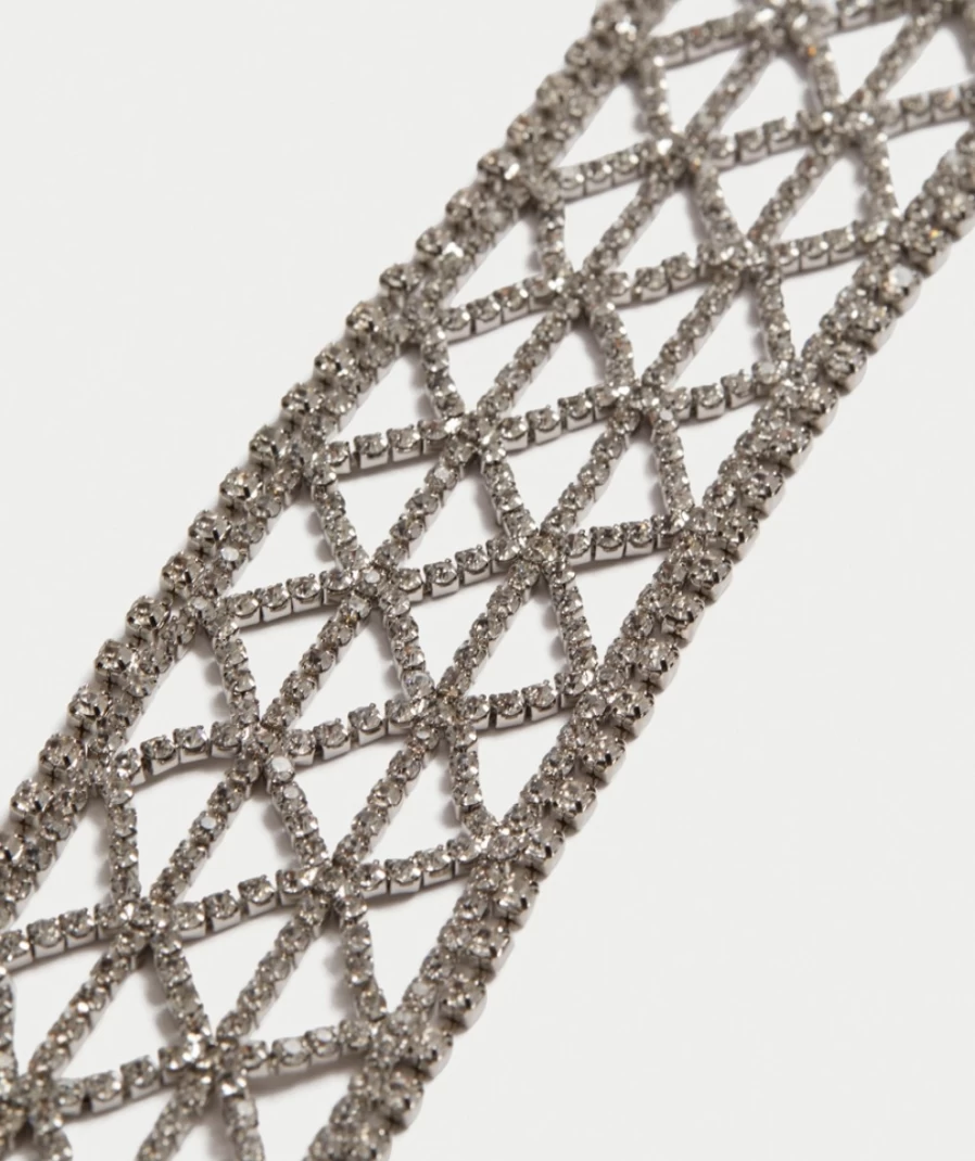 "Sportsgirl Women's Rhinestone Choker Necklace in Rhodium | Elegant Crystal Collar"