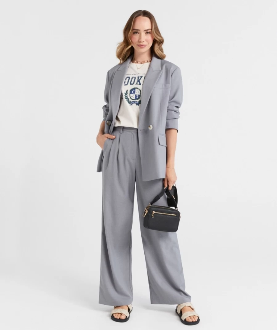 "Sportsgirl Women's Grey Hailey Boxy Blazer Jacket"