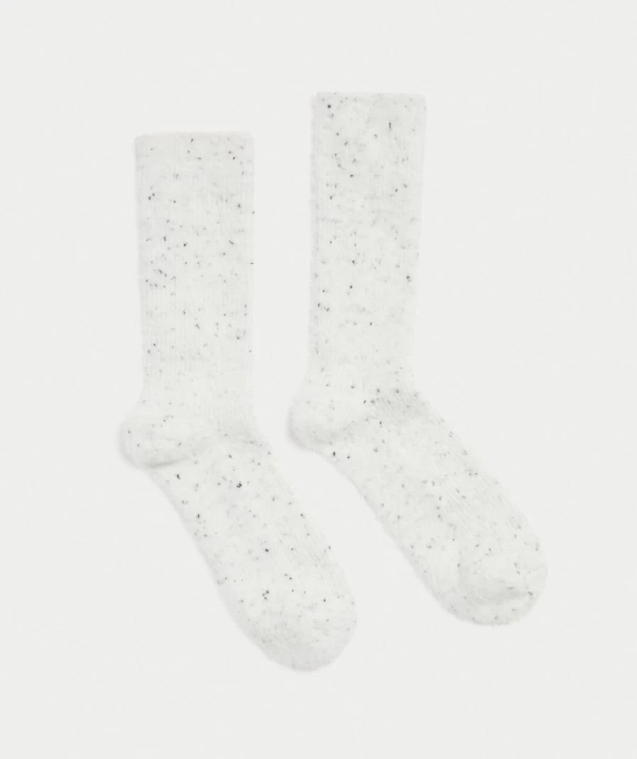 Women's Ecru Fluffy Speckled Bed Socks by Sportsgirl - Cozy Warm Fuzzy Sleeping Socks