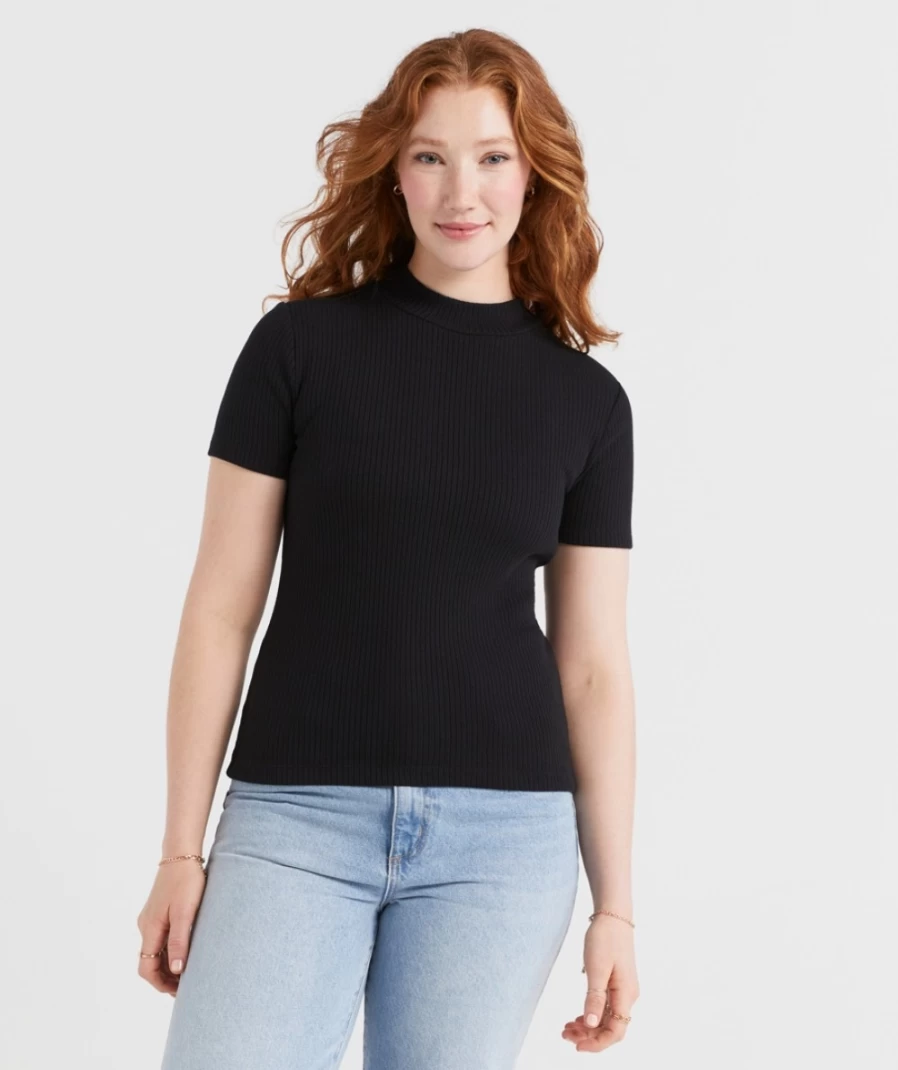 Sportsgirl Women's Mock Neck Short Sleeve Taya Top