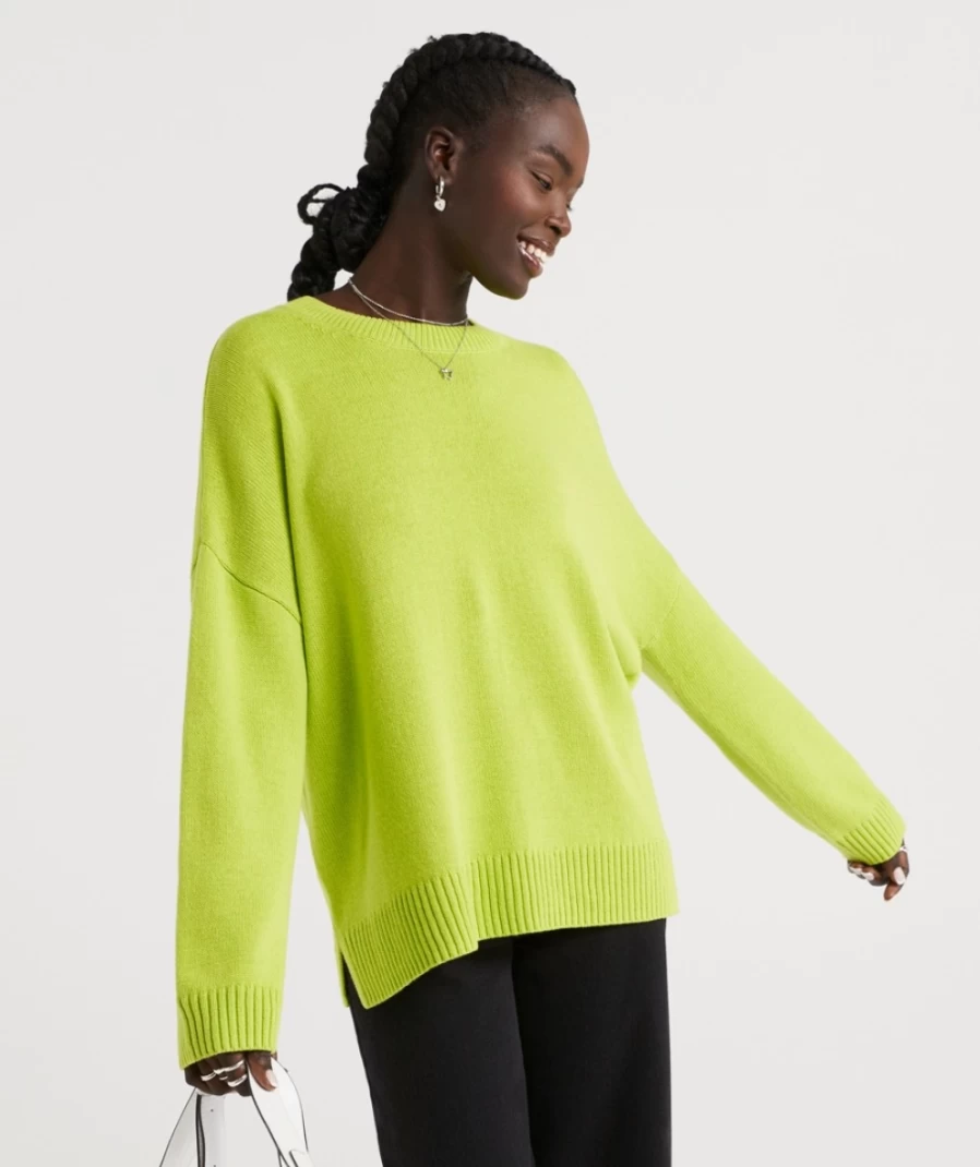 "Sportsgirl Women's Lime Green Grace Crew Neck Knit Sweater"