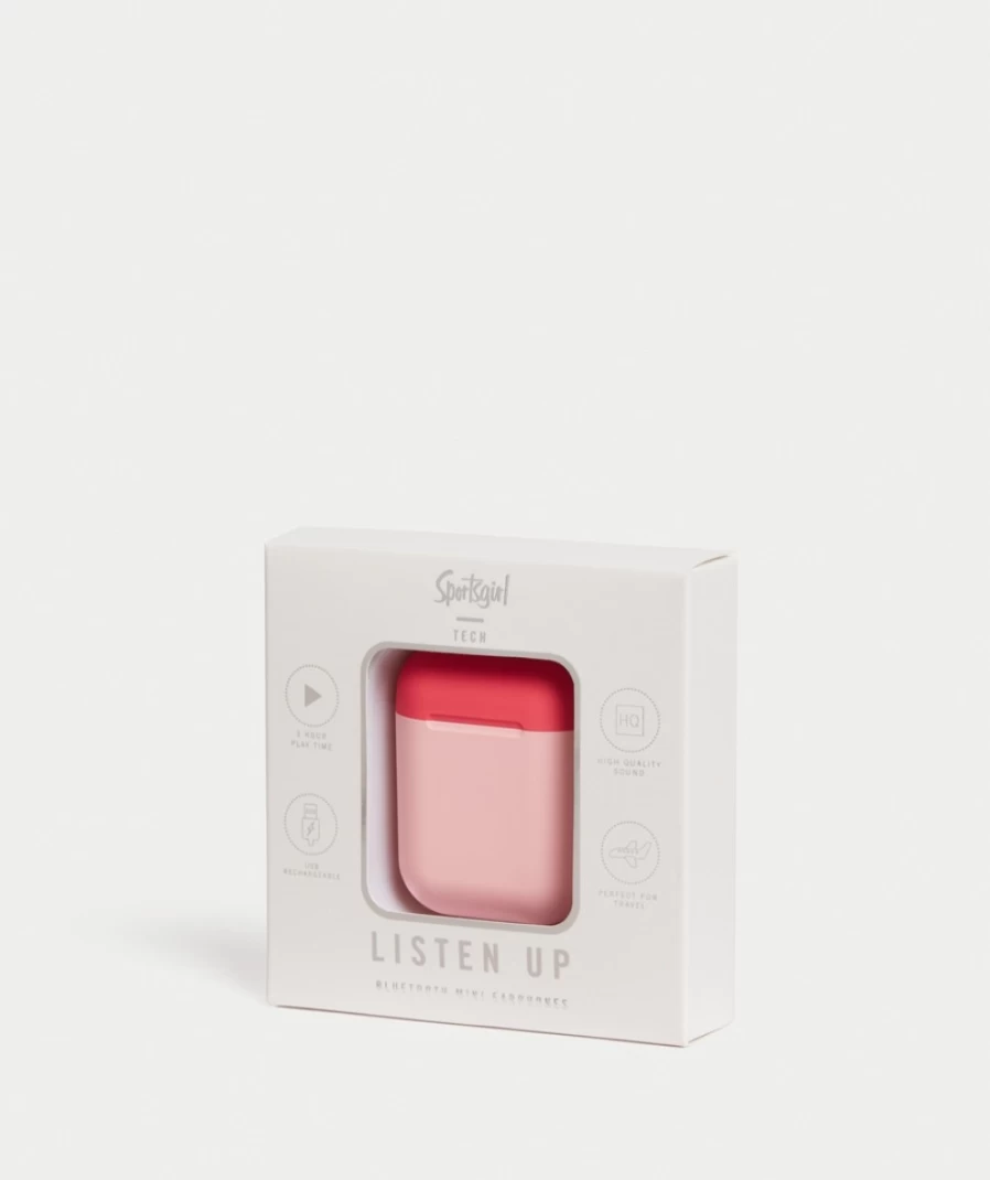 "Sportsgirl Women's Pink/Red Two-Tone Bluetooth Earphones – Listen Up!"
