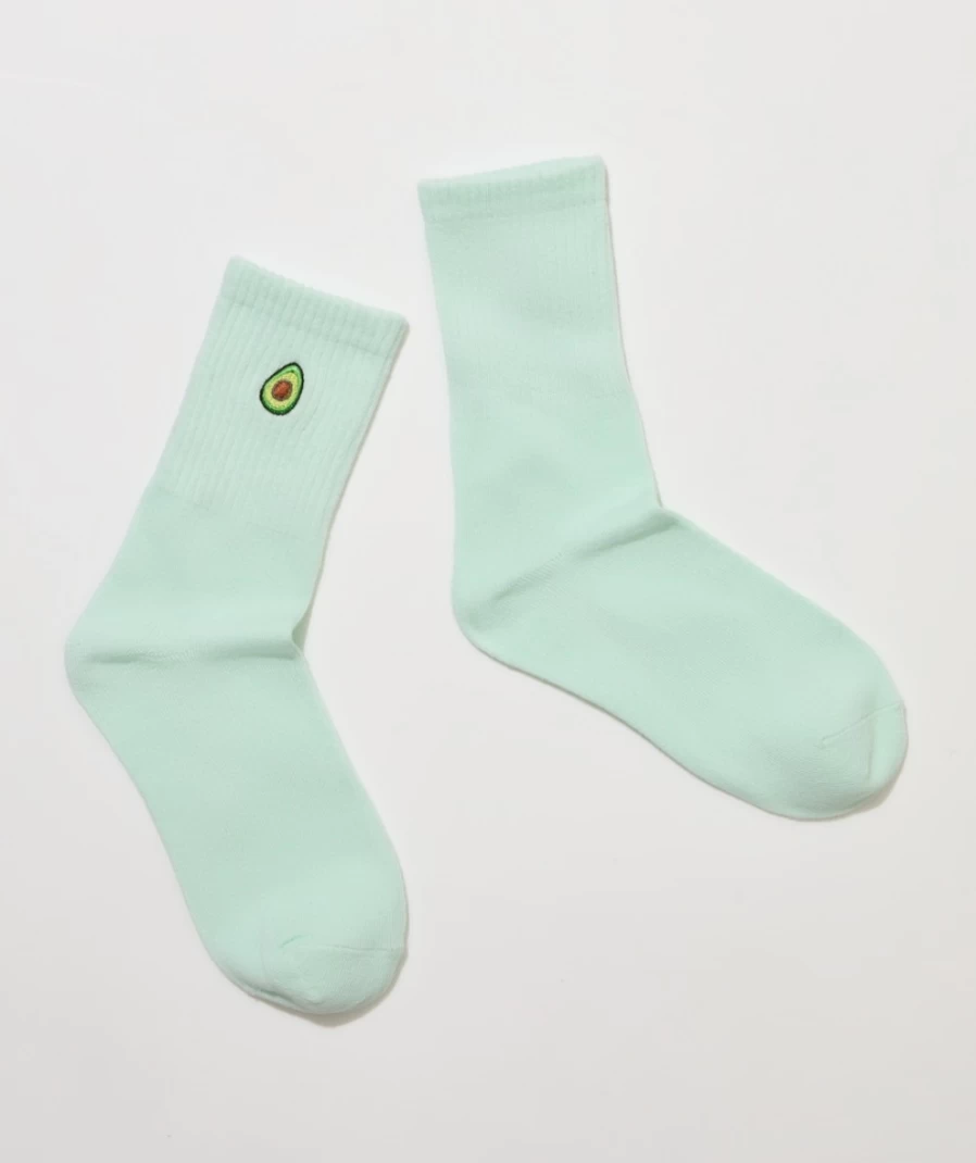 "Sportsgirl Women's Mint Avocado Ribbed Crew Socks"