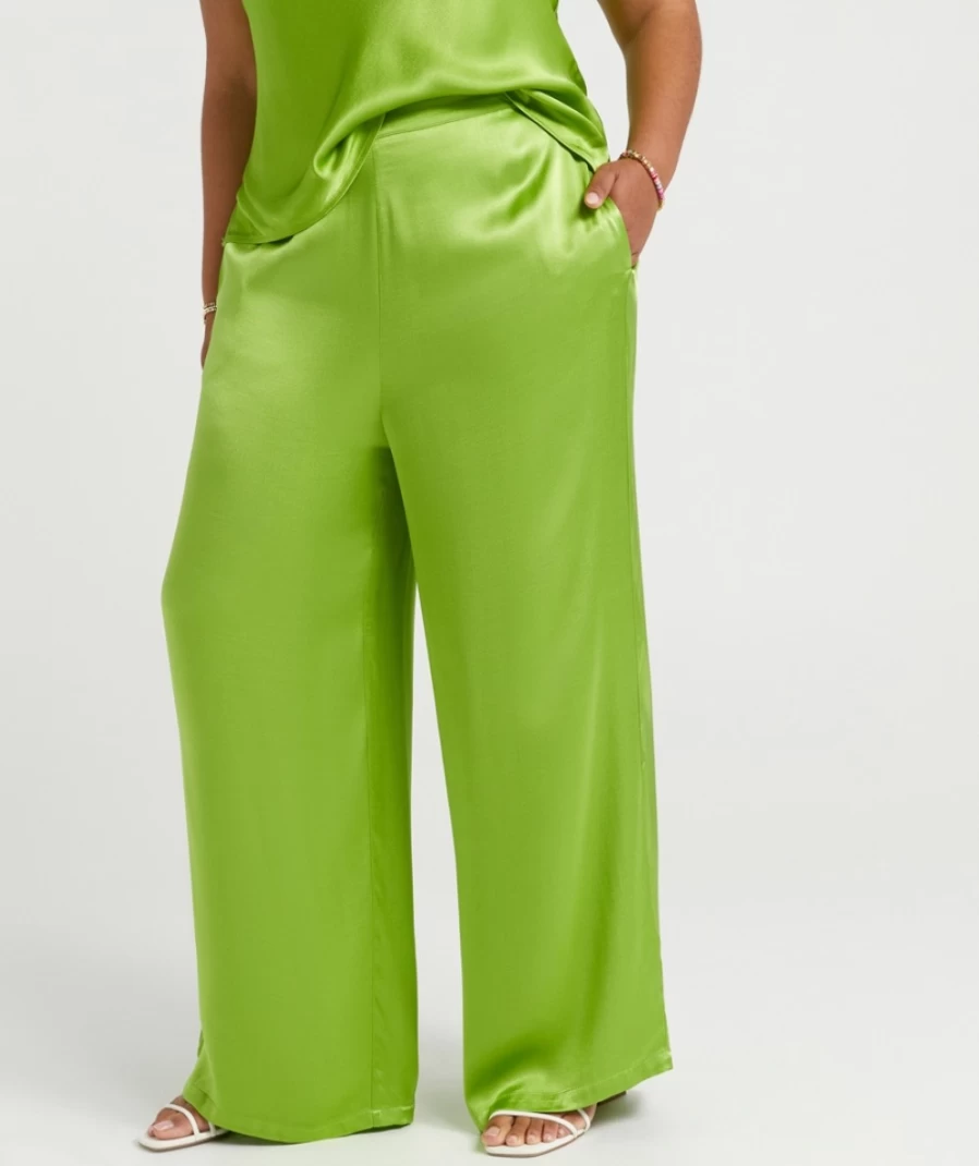 "Sportsgirl Women's Cheryl High-Waisted Satin Pants - Elegant & Comfortable Lounge Trousers"