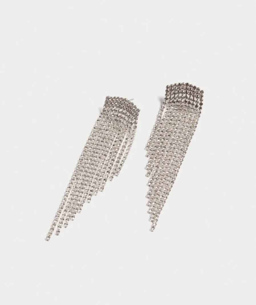 "Sportsgirl Women's Silver Rhinestone Waterfall Earrings – Elegant Dangling Jewelry"