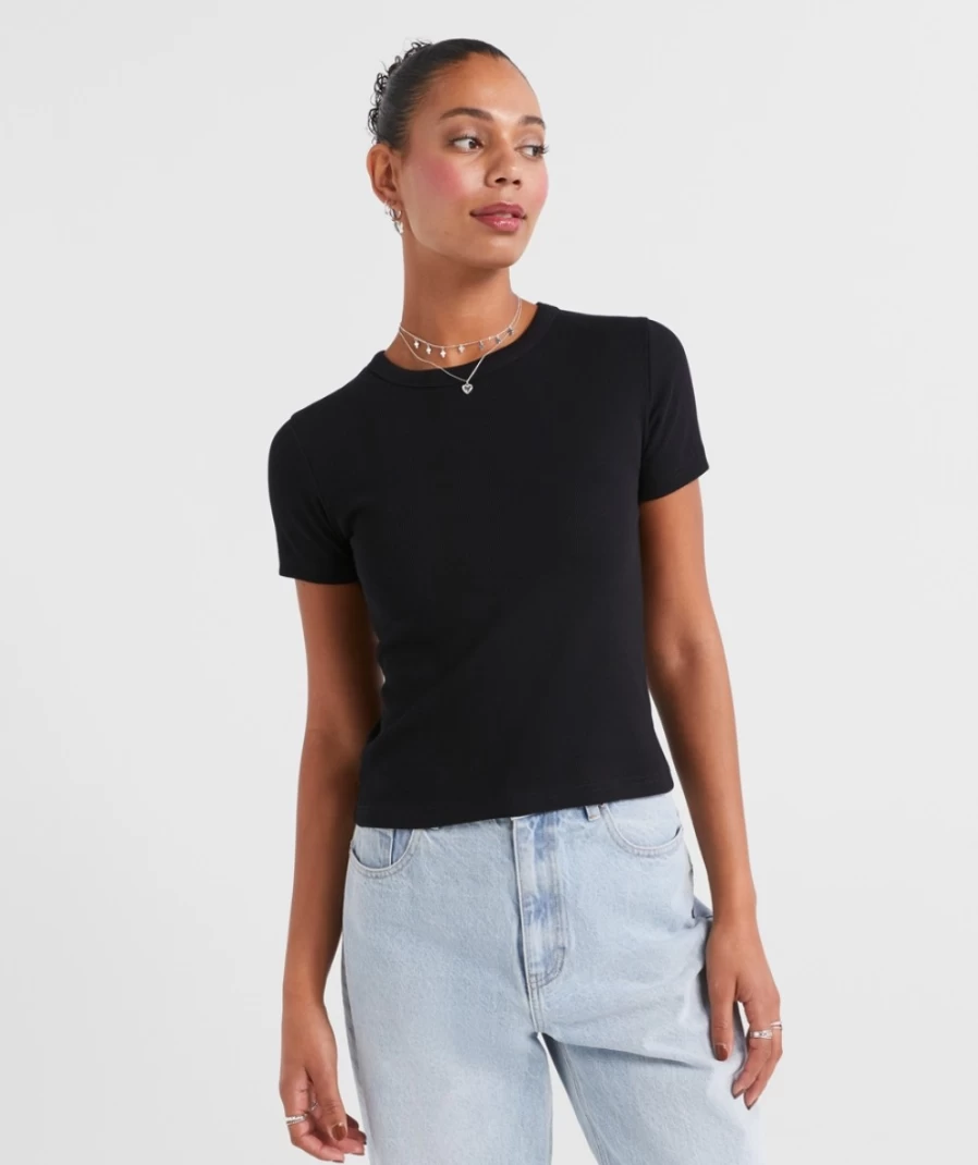 Sportsgirl Women's Australian Cotton Ribbed Baby Tee