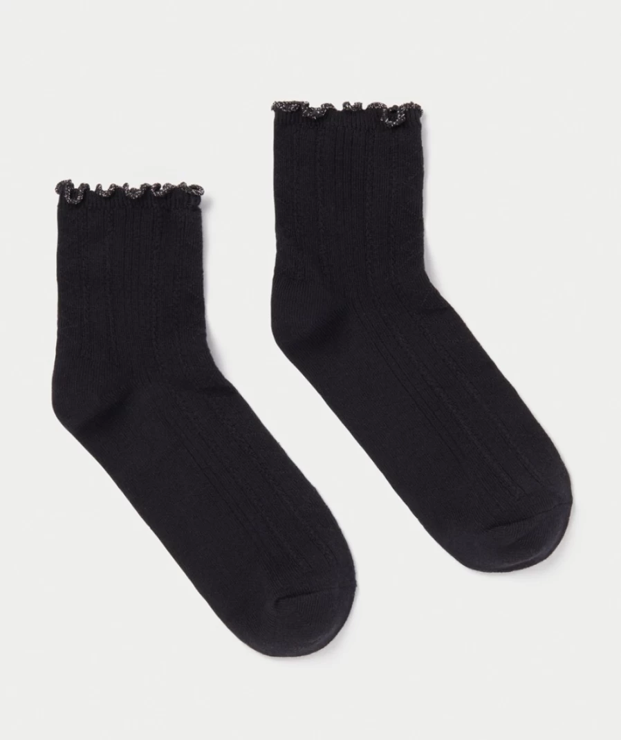 Women's Black Lurex Crochet Frill Socks by Sportsgirl - Stylish & Comfortable