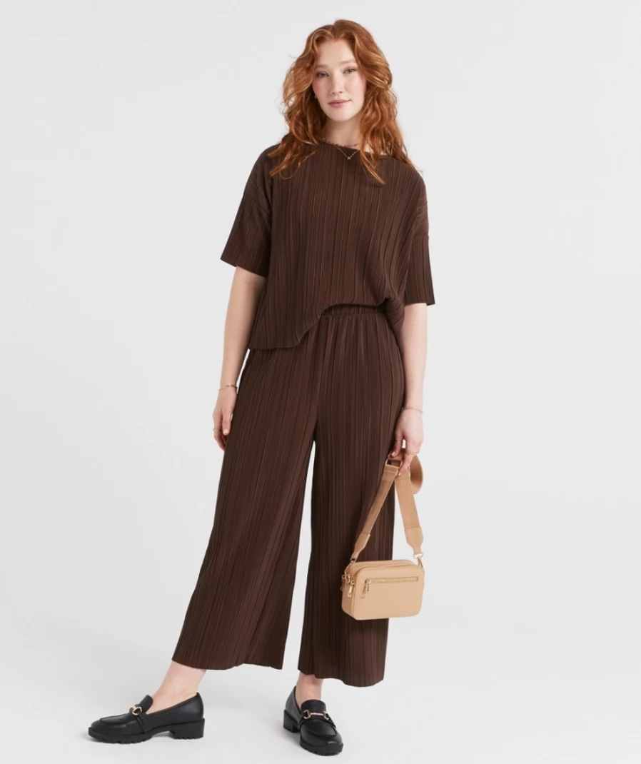 "Sportsgirl Women's Plisse Pleated Culotte Pants - Stylish & Comfortable Trousers"