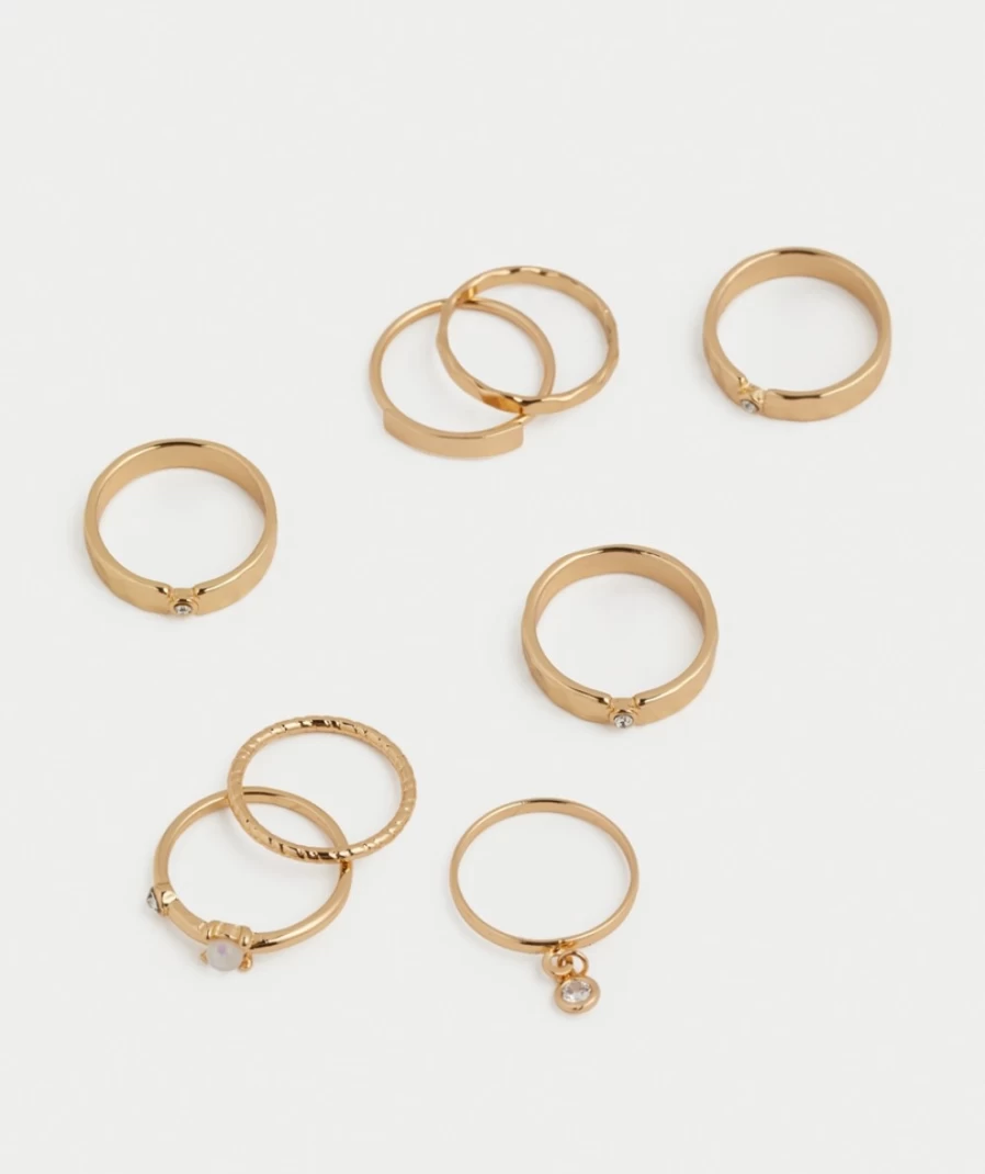 Sportsgirl Women's Gold Moonstone Ring Pack - Multi Color Gemstone Jewelry