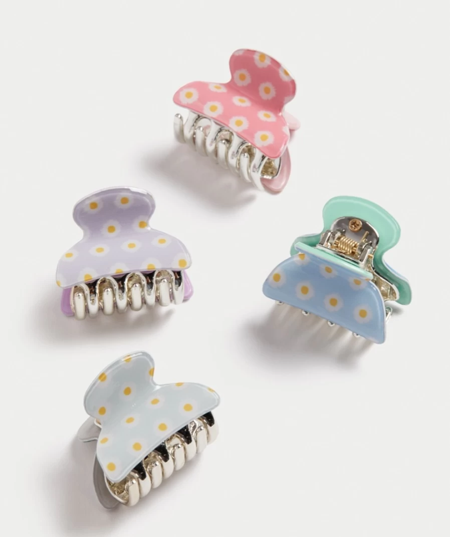 Sportsgirl Women's Mini Daisy Hair Claw Clip Set - Multi Color Hair Accessories Pack