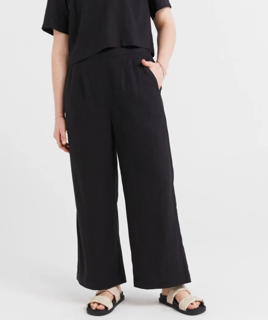 Women's European Linen Blend Culottes by Sportsgirl - Comfortable Summer Wide Leg Pants